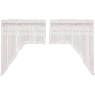 White Ruffled Sheer Petticoat Swag Curtain Set of 2 36x36x16 VHC Brands - The Fox Decor